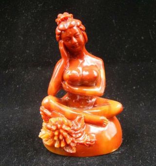 Chinese Handmade Carving Statue People Ancient Beauty Natural Jade Agalmatolite