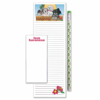 Havanese To Do List Magnetic Shopping Pad Notepad & Pencil Gift Set