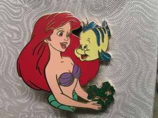 Disney (p.  I.  N.  S. ) Ariel With Flounder Le 500 Large Disney Pin Rare