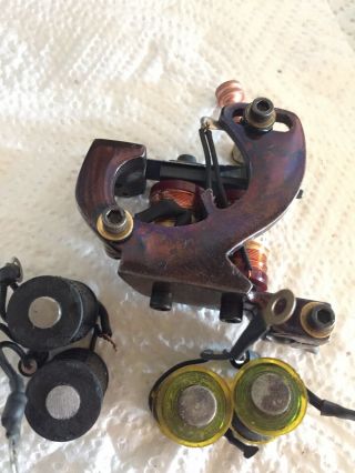 Vintage Crandall Cast Iron Liner Tattoo Machine Rebuild W/ Extra Coils