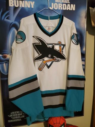 Vintage Ccm Maska Air Knit San Jose Sharks Hockey Jersey Usa Made Xl