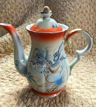 Betsons Hand Painted Dragonware Tea Pot,  Moriage,  Japanese,  1940s Vintage