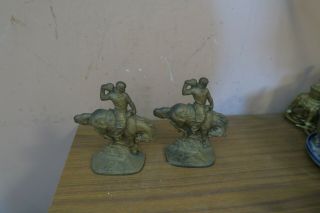 VINTAGE COWBOY ON BUCKING BRONCO BOOKENDS CAST IRON 2