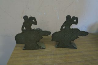 VINTAGE COWBOY ON BUCKING BRONCO BOOKENDS CAST IRON 3
