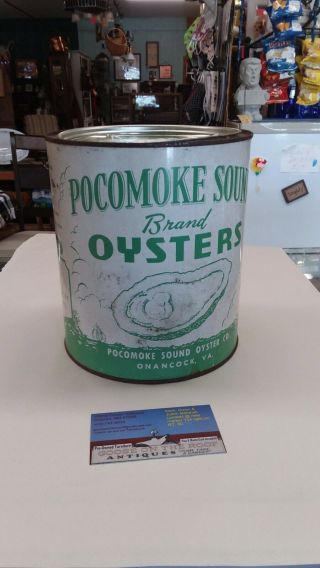 Vintage Gallon Pocomoke Sound Brand Oyster Tin Can Onacock,  Va Va 31