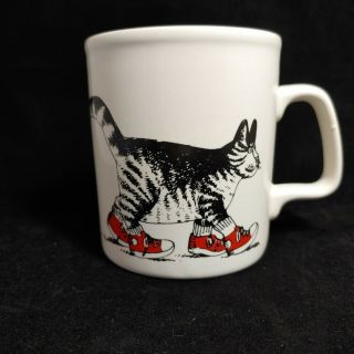 B Kliban Cat In Red Sneakers Vtg Coffee Cup Tea Mug 8oz Made In England