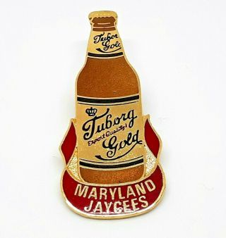 Vintage Jaycees Pin Maryland Tuborg Gold Beer Bottle 1970 