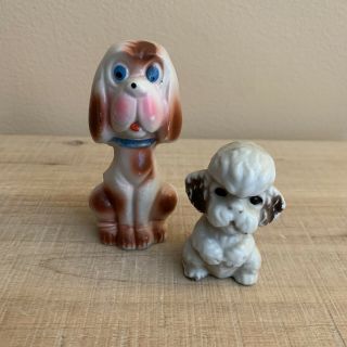 Vintage Kitschy Ceramic Puppy Dog Figurines,  Both Marked Japan