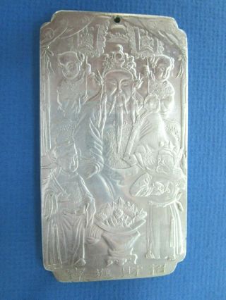 Chinese Silver God Of Wealth,  Scroll / Paper Weight With Chop Mark