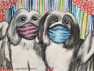 Havanese In Quarantine Art Print 4x6 Dog Collectible Signed Artist Ksams