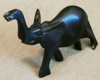 3 " - - Vintage Small African Hand - Carved Ebony Hard Wood Elephant