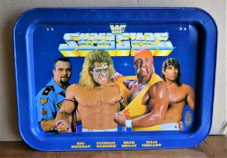 Vintage Wwf Tv Tray Hulk Hogan Ultimate Warrior Big Boss Man Tx Tornado 1991