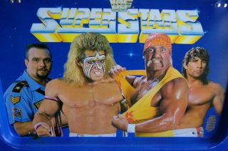 Vintage WWF TV Tray Hulk Hogan Ultimate Warrior Big Boss Man TX Tornado 1991 2