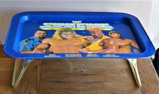 Vintage WWF TV Tray Hulk Hogan Ultimate Warrior Big Boss Man TX Tornado 1991 3