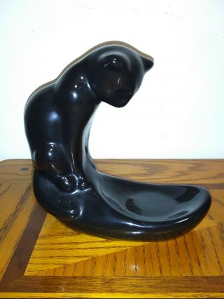 Vintage Ceramic Black Cat Fish Bowl Holder
