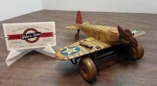 Vintage Marx Tin Windup U.  S.  Army Sparking Airplane