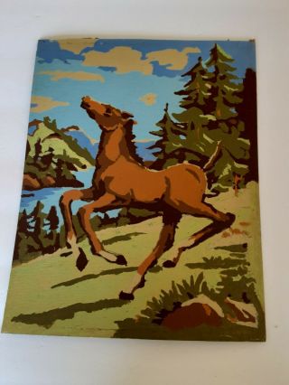 Vintage Frolicking Pony Paint By Number 8 X 10