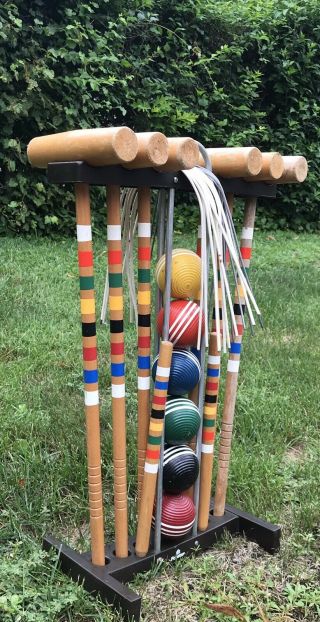 Vintage Wood Forster Croquet Set & Stand - 6 Player -,  Usa