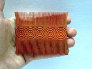Vintage Indian Wooden Hand Carved Hair Comb / Kangi / Peigne / Kamm Collectible