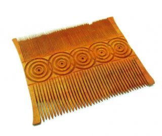 VINTAGE INDIAN WOODEN HAND CARVED HAIR COMB / KANGI / PEIGNE / KAMM COLLECTIBLE 3