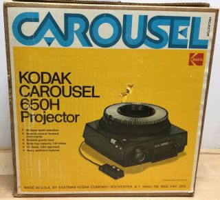 Vintage Kodak Carousel 650h Projector W/ Remote Lamp Box
