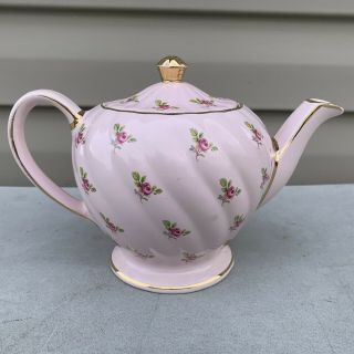 Rare Vintage Pink Sadler Swirl Pink Rose Teapot From England 1798