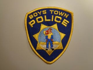 Vintage Boys Town Nebraska Police Shoulder Patch Embroidered Cheesecloth