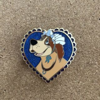 Rare Disney Peter Pan Nana The Dog Glitter Heart Shaped Fantasy Pin Le 35
