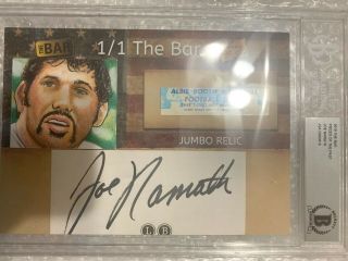Joe Namath Signed Bar Card Autograph,  Sketch,  Vintage Ticket Stub Beckett Ny