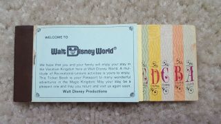 1975 Walt Disney World Magic Kingdom Adult Ticket Book W/ 5 Tickets A B C D E