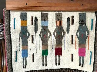 Navajo rug Yei weaving Kachina sky Gods vintage piece 2