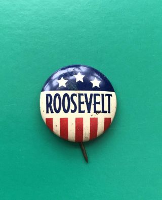 Vintage 1932 FDR Franklin D.  Roosevelt Campaign Pinback Button Green Duck Co. 2