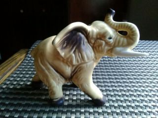 Vintage Lefton Tan Elephant Figurine Trunk Up Made In Korea With Label