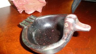 Mid Century Modern Italian Pottery Ashtray Bowl Duck Thick Brown Glaze Italy