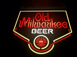 Vintage Old Milwaukee Beer Lighted Sign " On Tap " (and) Man Cave Bar