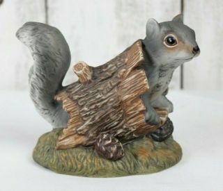 Vtg Homco 1986 Squirrel In Log Figurine Masterpiece Porcelain Home Interiors