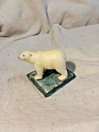 Polar Bear On Square Of Lucite - Looks Like Ice - Neat