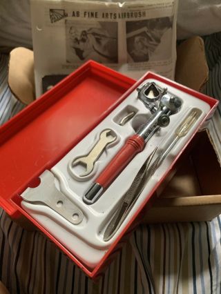 Vintage Paasche AB TURBO airbrush: Bakelite handle with case & tools 2