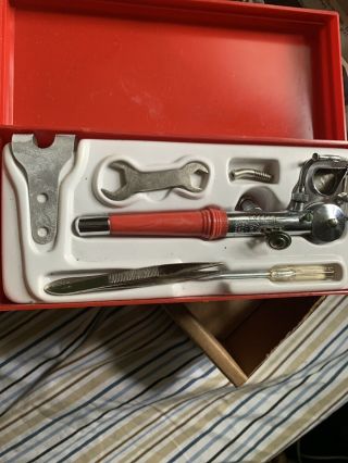 Vintage Paasche AB TURBO airbrush: Bakelite handle with case & tools 3