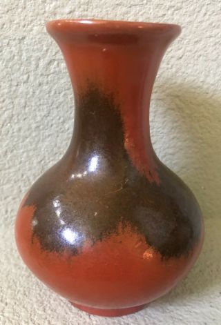 Vintage Catalina Pottery Vase Orange And Brown