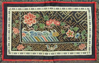 19th C.  Antique Chinese Qing Dynasty Silk Embroidered Imperial Robe Fragment