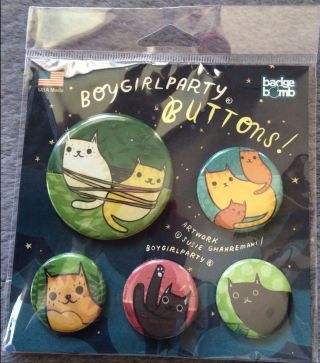 Cat Button Pins Set Of 5 Playful Kittens Helps Vet Feral Cats Rescue