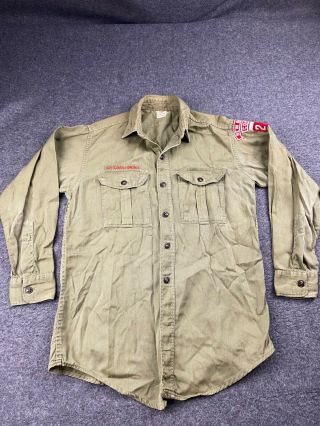Vtg Boy Scouts Of America Bsa Official Shirt Sanforized Button Up Uniform Shirt