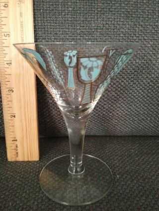 Set Of 6 Vintage 1950s Blue & Gold Martini Cosmo Champagne Glasses - Wow