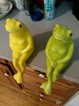 Vintage Ceramic Sitting Frogs Set Of Two Enchanto Company
