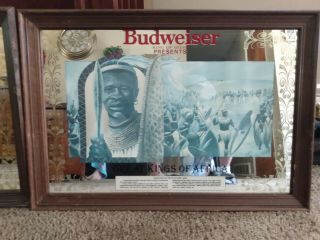 Vintage Budweiser Great Kings Of Africa Bar Mirror set of three 2
