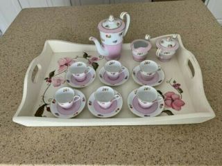 Noritake Vintage China Tea Cup Set W/ Serving Tray