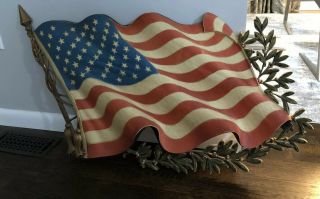Large Vintage Plastic Resin American Flag Wall Art,  Burwood Products Co.  1970