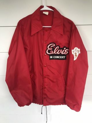 Vintage 80s Howe Elvis Presley In Concert Snap Button Coachs Jacket Tcb Nylon M