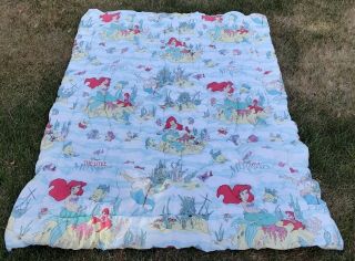 Vintage 1990s Disney Little Mermaid Twin Comforter Blanket